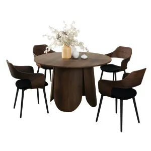 Kaylani & Winfield 5-Piece Wooden Dining Set with Velvet Chairs by Luxo, a Saunas for sale on Style Sourcebook