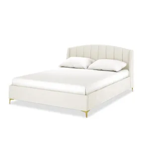 Lyra Velvet Bed Frame with Winged Headboard - White Cream by Luxo Furniture, a Saunas for sale on Style Sourcebook