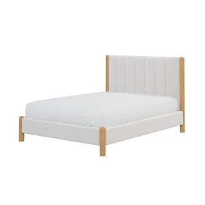 Harper Boucle Upholstered Hardwood Bed Frame - White Eggshell by Luxo Furniture, a Saunas for sale on Style Sourcebook