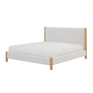 Harper Boucle Upholstered Hardwood Bed Frame - White Eggshell by Luxo Furniture, a Saunas for sale on Style Sourcebook