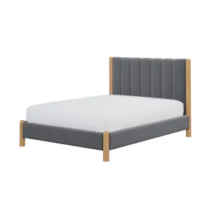 Harper Boucle Upholstered Hardwood Bed Frame - Grey by Luxo Furniture, a Saunas for sale on Style Sourcebook