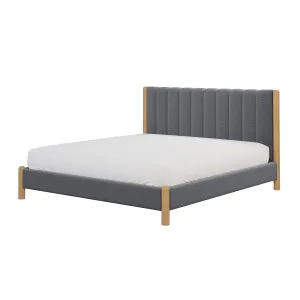 Harper Boucle Upholstered Hardwood Bed Frame - Grey by Luxo Furniture, a Saunas for sale on Style Sourcebook