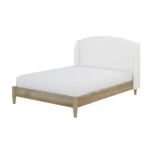 Aetiusa Winged Fabric Hardwood Bed Frame - White Snow by Luxo, a Saunas for sale on Style Sourcebook