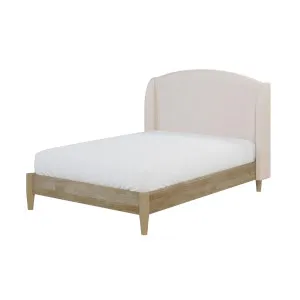 Aetiusa Winged Fabric Hardwood Bed Frame - Beige by Luxo, a Saunas for sale on Style Sourcebook