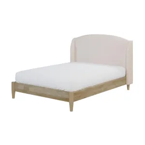 Aetiusa Winged Fabric Hardwood Bed Frame - Beige by Luxo, a Saunas for sale on Style Sourcebook
