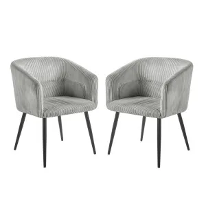 Kirsten Corduroy Fabric Dining Chair (Set of 2) - Grey Warm Light by Luxo Furniture, a Saunas for sale on Style Sourcebook