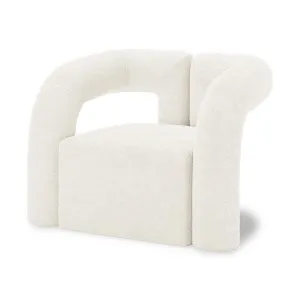 Safi Boucle Curved Accent Chair - White Eggshell by Luxo, a Saunas for sale on Style Sourcebook