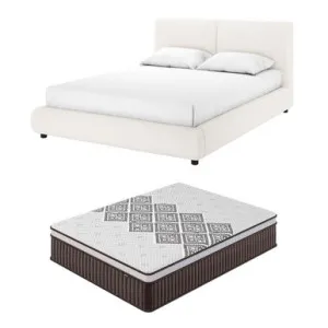 Stacy Queen Boucle Bed With Thalia Mattress - White Cream by null, a Saunas for sale on Style Sourcebook