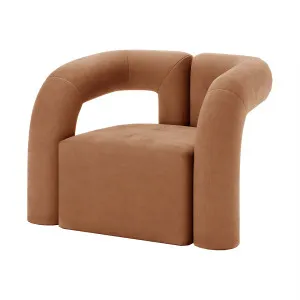 Safi Velvet Curved Accent Chair - Orange Burnt by Luxo, a Saunas for sale on Style Sourcebook
