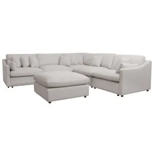 Millie 6-Seater Fabric Corner Chaise Sofa - Grey Light Warm by Luxo, a Saunas for sale on Style Sourcebook