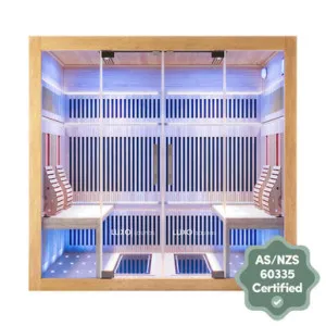 Hoito 4-Person Full Spectrum Infrared Sauna with Glass Floor Heaters by Luxo Saunas, a Saunas for sale on Style Sourcebook