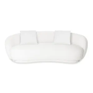 Janelle 191cm Boucle 3-Seater Curved Sofa - White Cream by Luxo, a Saunas for sale on Style Sourcebook