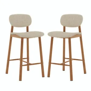 Afrim Linen Upholstered High-Back Bar Stool (Set of 2)- Beige by null, a Saunas for sale on Style Sourcebook