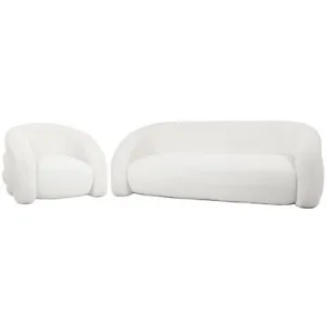Clioz Bouclé 4 Seater Curved Lounge Package - White Eggshell by Luxo, a Saunas for sale on Style Sourcebook