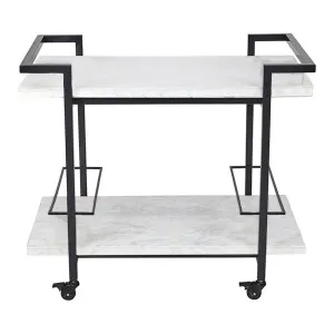Franklin White Marble Bar Cart - Black by Cafe Lighting and Living, a Sideboards, Buffets & Trolleys for sale on Style Sourcebook