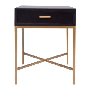 Nessa Black Bedside Table - Gold by Cafe Lighting and Living, a Bedside Tables for sale on Style Sourcebook