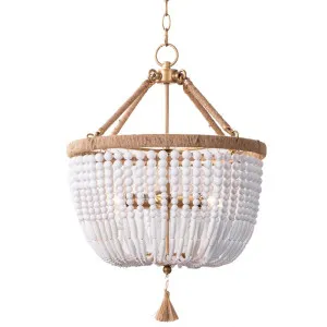 Malabar Beaded Pendant - Small Natural/White by Cafe Lighting and Living, a Pendant Lighting for sale on Style Sourcebook