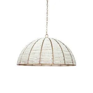 Sierra Beaded Dome Pendant - Gold/White by Cafe Lighting and Living, a Pendant Lighting for sale on Style Sourcebook