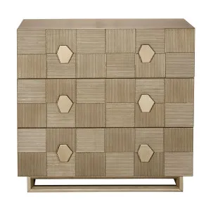 Alton 3 Drawer Chest - Antique Gold by Cafe Lighting and Living, a Dressers & Chests of Drawers for sale on Style Sourcebook