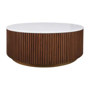 Mason Round Coffee Table - Medium Walnut by Cafe Lighting and Living, a Coffee Table for sale on Style Sourcebook