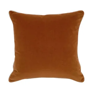 Sass Square Feather Cushion - Caramel Velvet w Natural Linen by Cafe Lighting and Living, a Cushions, Decorative Pillows for sale on Style Sourcebook