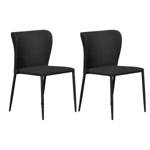 Foley Dining Chair Set of 2 - Black w Metal Legs by Cafe Lighting and Living, a Dining Chairs for sale on Style Sourcebook