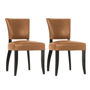 Noah Dining Chair Set of 2 - Tan Leather by Cafe Lighting and Living, a Dining Chairs for sale on Style Sourcebook