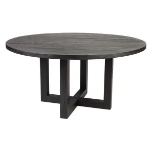 Leeton Oak Round Dining Table - 1.5m Black by Cafe Lighting and Living, a Dining Tables for sale on Style Sourcebook