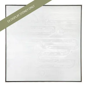 Clean Lines Oil On Canvas Painting - White - OUTLET NSW by Cafe Lighting and Living, a Painted Canvases for sale on Style Sourcebook