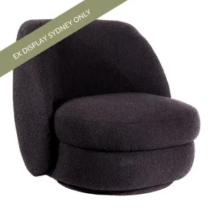 Aurora Swivel Chair - Black Onyx Boucle - OUTLET NSW by Cafe Lighting and Living, a Chairs for sale on Style Sourcebook