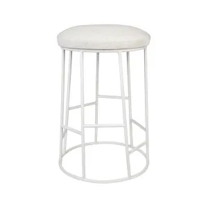 Aiden White Steel Kitchen Stool - Natural Linen by Cafe Lighting and Living, a Bar Stools for sale on Style Sourcebook