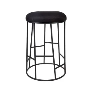 Aiden Black Steel Kitchen Stool - Black Linen by Cafe Lighting and Living, a Bar Stools for sale on Style Sourcebook