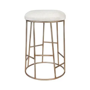Aiden Gold Steel Kitchen Stool - Natural Linen by Cafe Lighting and Living, a Bar Stools for sale on Style Sourcebook