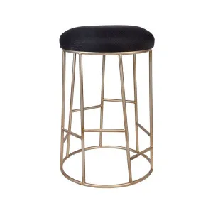 Aiden Gold Steel Kitchen Stool - Black Linen by Cafe Lighting and Living, a Bar Stools for sale on Style Sourcebook