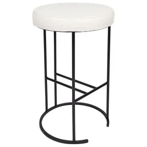Blackley Black Iron Kitchen Stool - Natural Linen by Cafe Lighting and Living, a Bar Stools for sale on Style Sourcebook