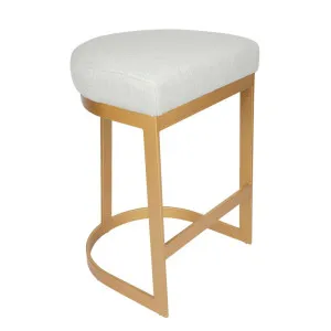 Brooke Brass Kitchen Stool - Natural Linen by Cafe Lighting and Living, a Bar Stools for sale on Style Sourcebook