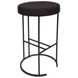 Blackley Black Iron Kitchen Stool - Black Linen by Cafe Lighting and Living, a Bar Stools for sale on Style Sourcebook