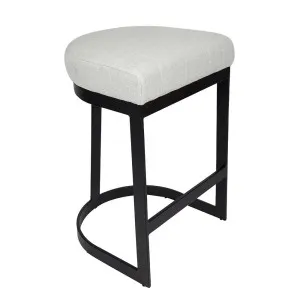 Brooke Black Kitchen Stool - Natural Linen by Cafe Lighting and Living, a Bar Stools for sale on Style Sourcebook