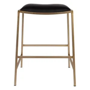 Kai Gold Kitchen Stool - Black Vegan Leather by Cafe Lighting and Living, a Bar Stools for sale on Style Sourcebook