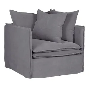 Palm Beach Slip Cover Arm Chair - Slate Grey Linen by Cafe Lighting and Living, a Chairs for sale on Style Sourcebook