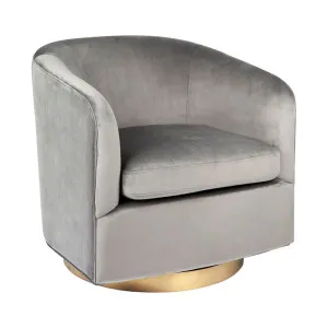 Belvedere Swivel Arm Chair - Charcoal Velvet by Cafe Lighting and Living, a Chairs for sale on Style Sourcebook
