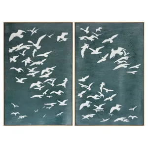 Migration Set of Two Oil on Canvas Painting - Green by Cafe Lighting and Living, a Painted Canvases for sale on Style Sourcebook
