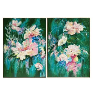 Blooming Set of Two Oil On Canvas Painting by Cafe Lighting and Living, a Painted Canvases for sale on Style Sourcebook