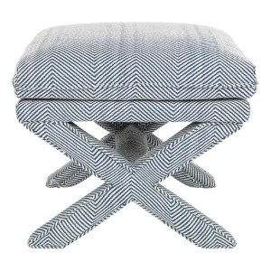 Candace Stool - Chevron Blue Linen by Cafe Lighting and Living, a Ottomans for sale on Style Sourcebook