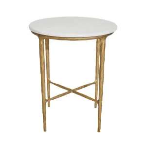 Heston Marble Round Side Table - Brass by Cafe Lighting and Living, a Side Table for sale on Style Sourcebook