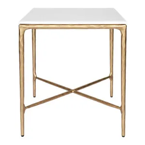 Heston Marble Square Side Table - Brass by Cafe Lighting and Living, a Side Table for sale on Style Sourcebook