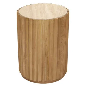 Carter Travertine Side Table - Walnut by Cafe Lighting and Living, a Side Table for sale on Style Sourcebook