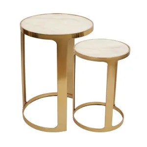 Isabelle Marble Nesting Side Tables - Gold by Cafe Lighting and Living, a Side Table for sale on Style Sourcebook