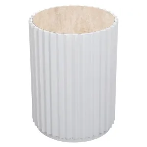 Carter Travertine Side Table - White by Cafe Lighting and Living, a Side Table for sale on Style Sourcebook