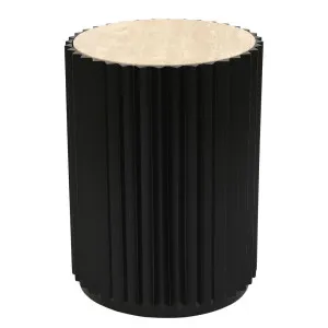 Carter Travertine Side Table - Black by Cafe Lighting and Living, a Side Table for sale on Style Sourcebook